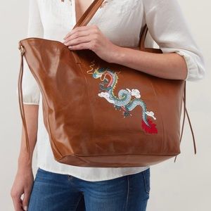 NWT - HOBO International - Kudos Leather Tote - Embroidered Dragon MSRP$ 378